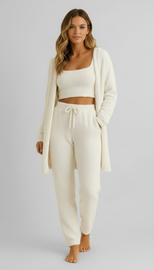 Three-piece plush pajamas for women