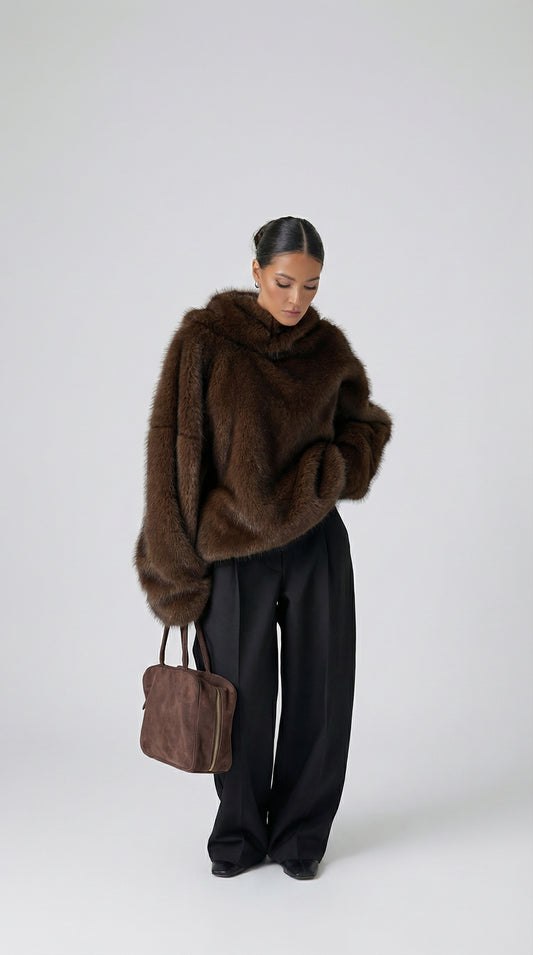 Fluffy Hooded Pullover Woman