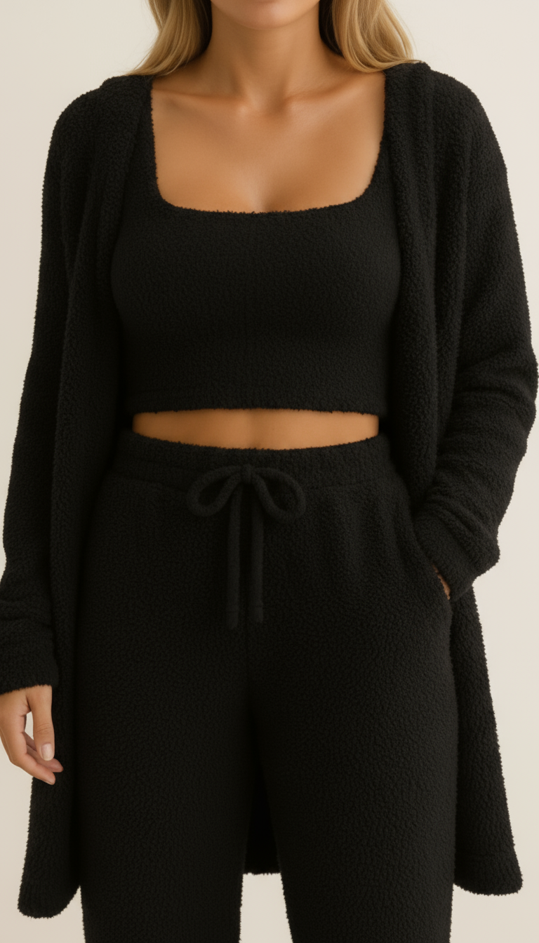 Three-piece plush pajamas for women